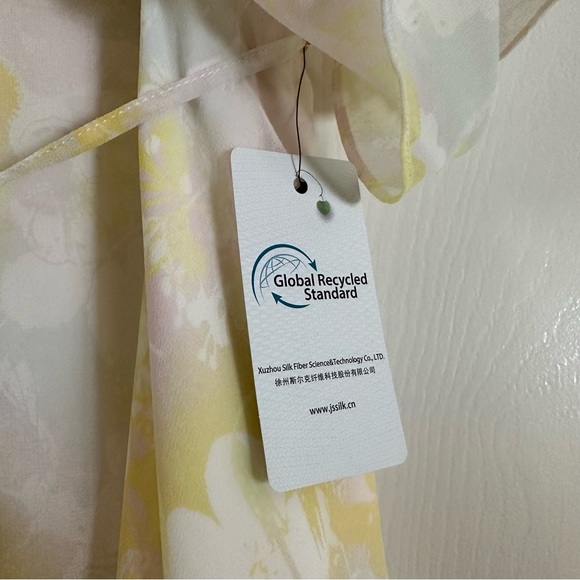 NWT ModCloth Flowy Floral Midi Dress in Pastel Yellow, Pink with Tie Waist - Picture 15 of 16